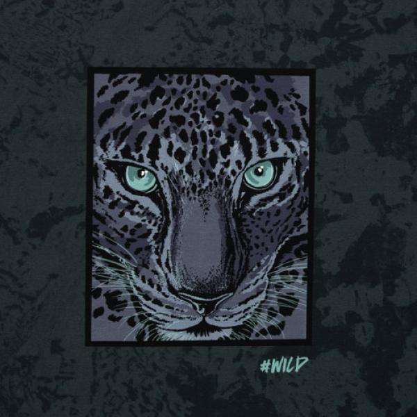 French Terry Panel ca. 85 cm Leopard auf Anthrazit Wild by Thorsten Berger von Swafing